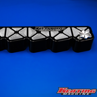 Keating Machine - 12 Valve Billet Valve Cover fits Cummins Notched for Stock Lines Black Anodized Pocketed