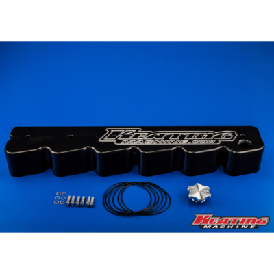 Keating Machine - 12 Valve Billet Valve Cover fits Cummins Notched for Stock Lines Black Anodized