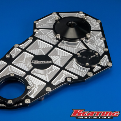 Keating Machine - 12 Valve Billet Timing Cover 5.9L fits Cummins Black Pocketed