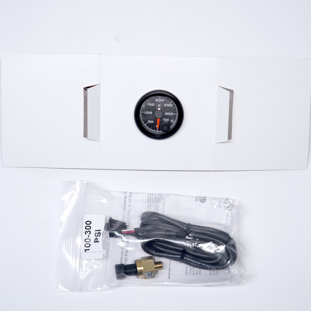 Power Driven Diesel - 300 PSI Transmission Line Pressure Gauge w/warning – 2 1/16 Black