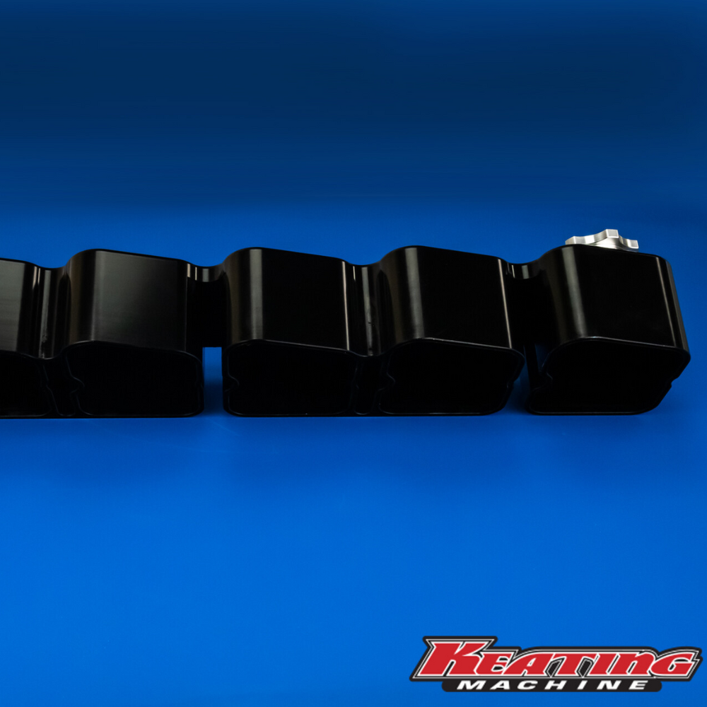 Keating Machine - 12 Valve Billet Valve Cover fits Cummins Notched for Stock Lines Black Anodized Pocketed
