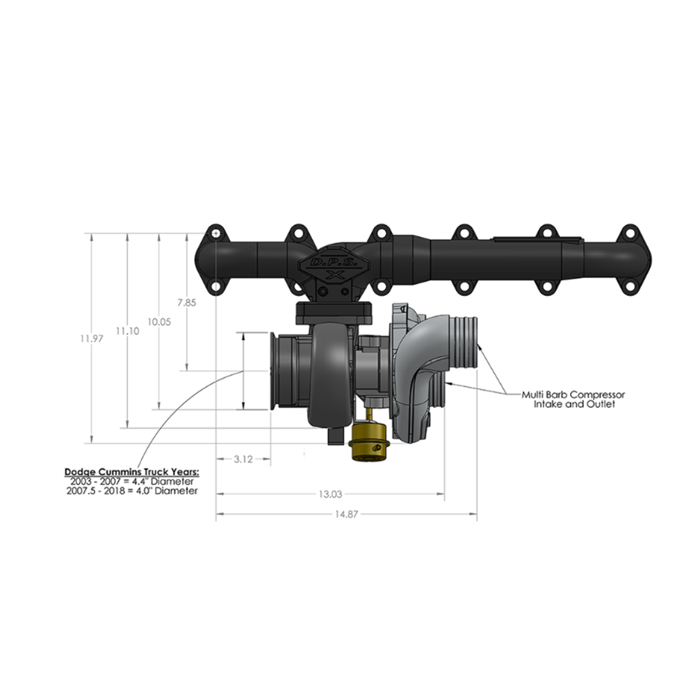 DPS - Ball Bearing Turbo for Dodge Cummins 1988 – 2007 – Contact us for turbo options and pricing