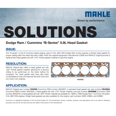 MAHLE - CUMMINS 6BT 5.9L 12 Valve Head Gasket