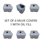Set of 6 Cummins 6BT 5.9L Valve Covers – 1 With Oil Fill