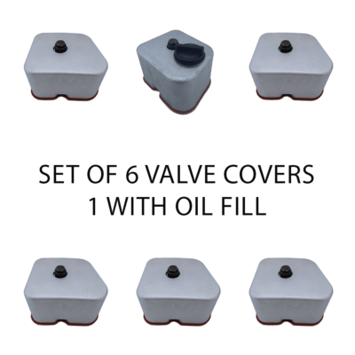 Set of 6 Cummins 6BT 5.9L Valve Covers – 1 With Oil Fill
