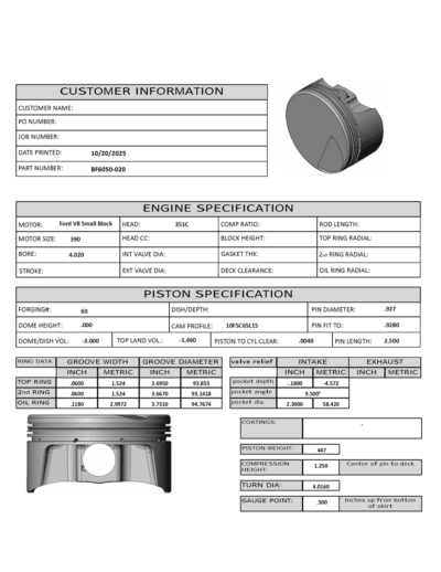 CP Bullet Ford Cleveland 4.020 Piston Set - Flat Top - 3.850 Stroke - 6.00 Rods
