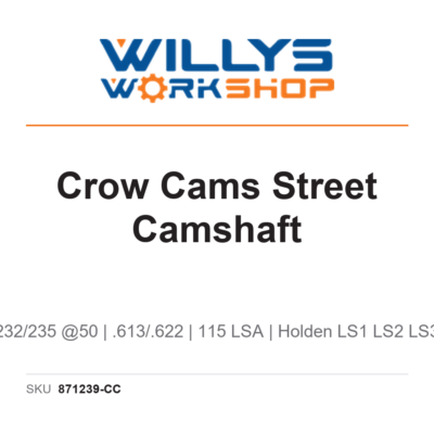 Crow Cams Street Camshaft - 232/235 @50 - .613/.622 - 115 LSA - Holden LS1 LS2 LS3