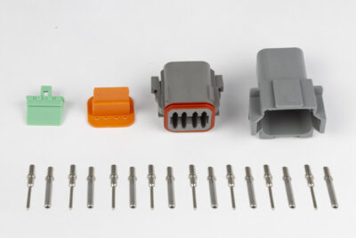Plug and Pins Only – Matching Set of Deutsch DT-8 Connectors (DT06-8S + DT04-8P) – (13 Amp)