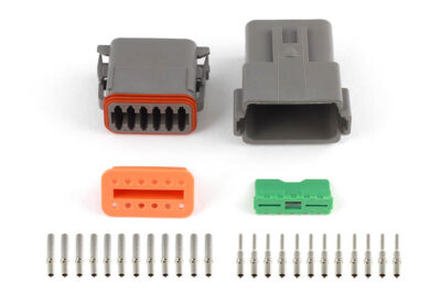 Plug and Pins Only – Matching Set of Deutsch DT-12 Connectors (DT06-12S + DT04-12P) – (13 Amp)