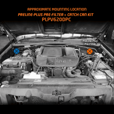 PreLine-Plus Pre-Filter + ProVent Catch Can Kit for TOYOTA PRADO 150 SERIES (PLPV620DPC)
