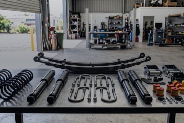 A West Coast Suspensions lift kit for a Ford Ranger laid out before fitting