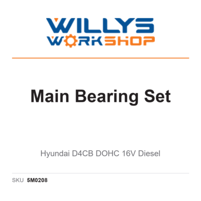 Willys Workshop Main Bearing Set | Hyundai D4CB DOHC 16V Diesel | 0.25mm Undersize