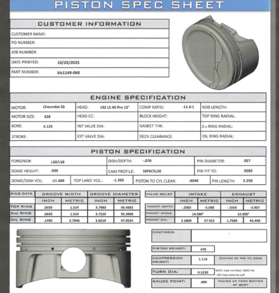 CP Bullet LS 4.125" Pistons Set | -11.3cc Dish Top | 4.00" Stroke | BLS1149-060