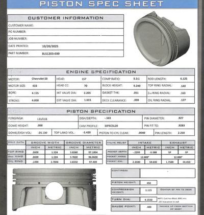 CP Bullet 4.155" Pistons Set | -25cc Dish Top | 4.00" Stroke | BLS1203-030