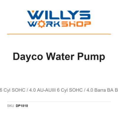 Dayco Water Pump | Ford Falcon 4.0 EF-EL 6 Cyl SOHC / 4.0 AU-AUIII 6 Cyl SOHC / 4.0 Barra BA BF FG 6 Cyl DOHC 24V