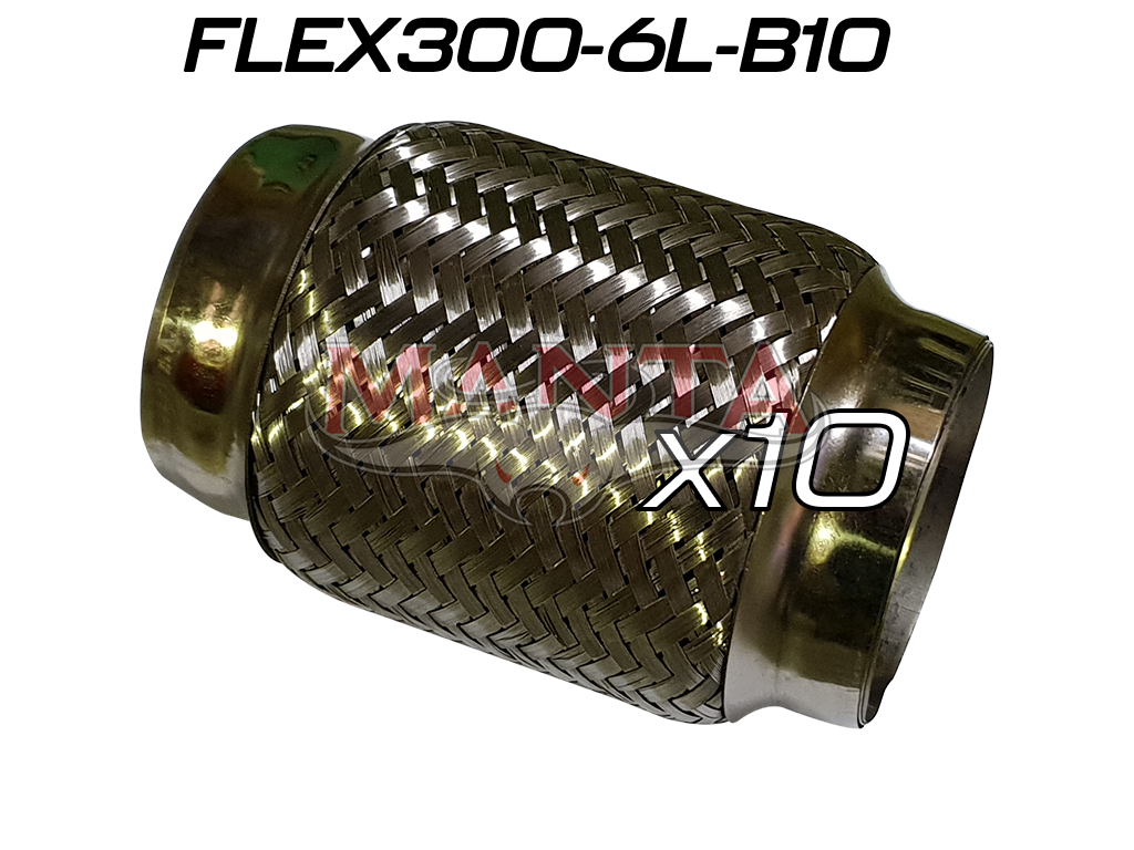 flex300-6l-b10_01 (Pack 10) 3in ID x 152mm (6in) Stainless Steel Flex Bellow With Interlock Tube Liner