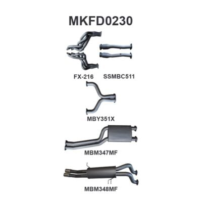 Ford FG 5.0L V8 Ute 2.5in Dual With Extractors Muffler/Muffler (MKFD0230)