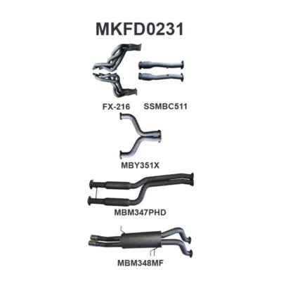 Ford FG 5.0L V8 Ute 2.5in Dual With Extractors Hotdog/Muffler (MKFD0231)