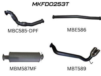 Ford PX2 & PX3 Ranger 3in Turbo Back With Cat & Muffler, Twin Black Tip Side Exit (MKFD0253T-B)
