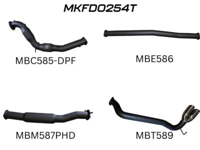 Ford PX2 & PX3 Ranger 3in Turbo Back With Cat & Hotdog, Twin Black Tip Side Exit (MKFD0254T-B)
