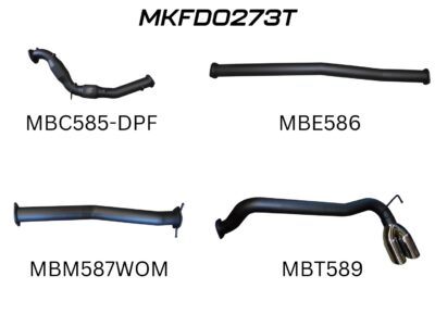 Ford PX2 & PX3 Ranger 3in Turbo Back With Cat & Without Muffler, Twin Black Tip Side Exit (MKFD0273T-B)