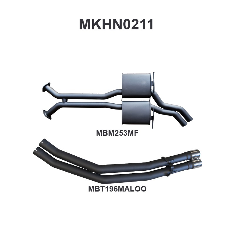 mkhn0211-01-mpiclean HSV VU Maloo 2.5in Dual Catback Muffler/Tailpipe (MKHN0211)