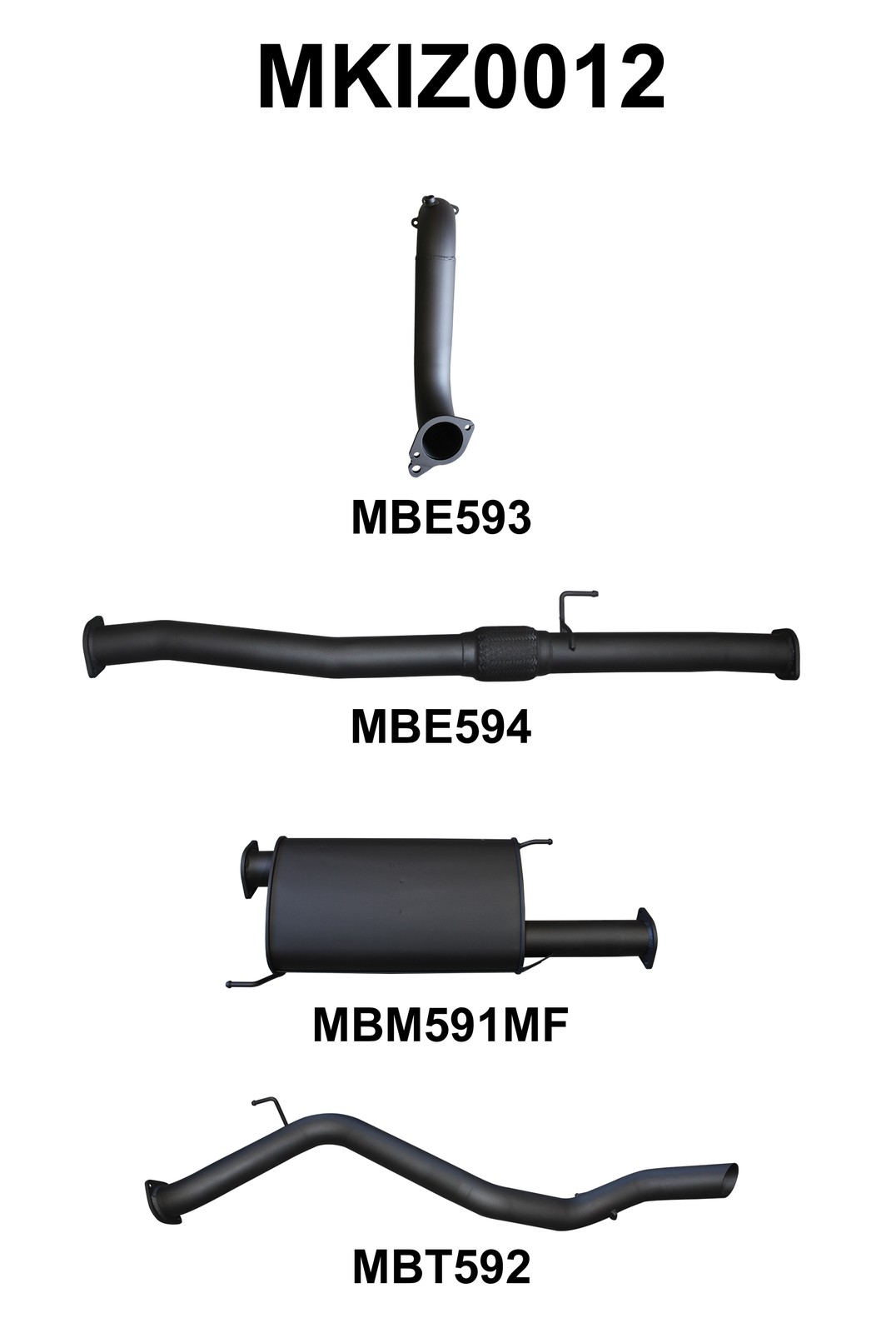 Isuzu MU-X June 2012-Jan 2017 3.0L Without Cat & With Muffler (MKIZ0012)