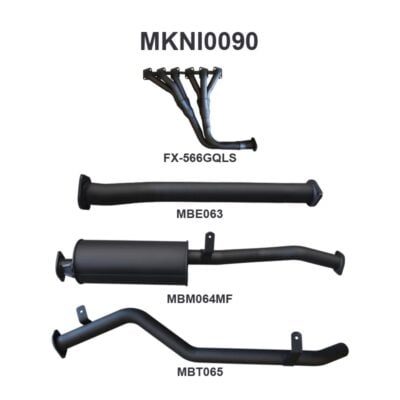 Nissan Patrol GQ 4.2L Leaf Spring Ute, Extractors, 2 1/2in Centre Muffler, Tailpipe (MKNI0090)