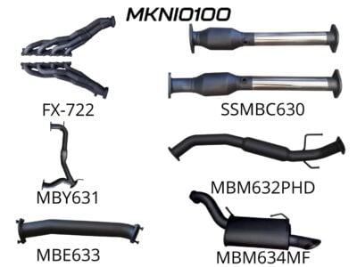 Nissan Patrol Y62 V8 5.6L Wagon 3in Full Exhaust System - Extractors, Hi Flow cats, hotdog centre (MKNI0100)