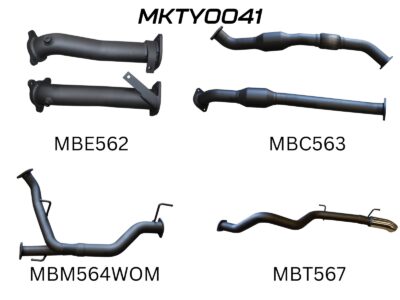 Toyota Landcruiser VDJ200 2.5in With Cat NO Mufflers, Dump Tip (MKTY0041)