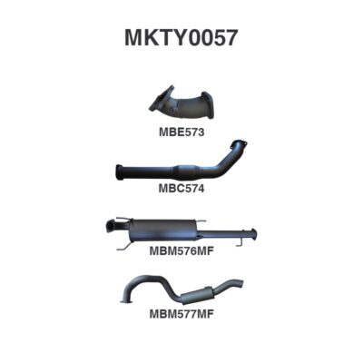 Prado KZJ120R 3.0L 1KZ Engine, 3in Turbo Back, Centre & Rear Muffler With Cat (MKTY0057)