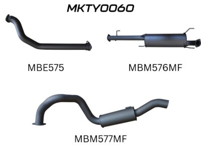 Prado KDJ120, KDJ150, 3.0L D4D Engine, 3in Turbo Back, Centre & Rear Muffler Without Cat (MKTY0060)