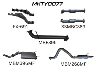 Toyota Landcruiser UZJ100 4.7L V8 Extractors, Cats & 3in Exhaust with Centre & Rear Muffler (MKTY0077)