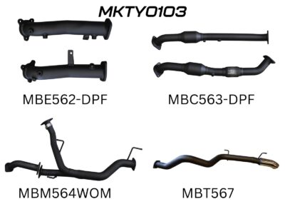 Toyota Landcruiser VDJ200 DPF 2.5in With Cat Pipe only, Dump Tip (MKTY0103)
