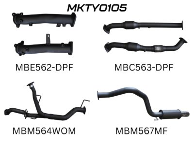 Toyota Landcruiser VDJ200 DPF 2.5in NO Cat, Muffler Rear Dump Tip (MKTY0105)