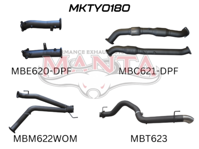Toyota Landcruiser VDJ200 V8 DPF 3in Dual Turbo Back With Cats, NO MUFFLERS, 4in Tailpipe Exit (MKTY0180)
