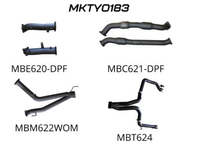 Toyota Landcruiser VDJ200 V8 DPF 3in Dual Turbo Back With Cats, NO MUFFLERS, Exit L&R (MKTY0183)