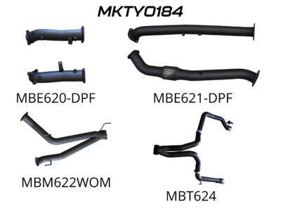 Toyota Landcruiser VDJ200 V8 DPF 3in Dual Turbo Back Without Cats, NO MUFFLERS, Exit L&R (MKTY0184)