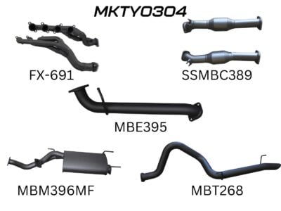 Toyota UZJ100 LANDCRUISER 4.7L V8 EXTRACTORS, CATS & 3in EXHAUST WITH CENTRE MUFFLER & REAR TAILPIPE (MKTY0304)
