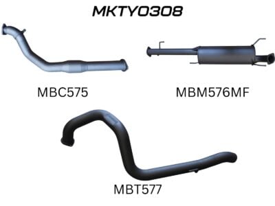 Prado KDJ120, KDJ150, 3.0L D4D Engine, 3in Turbo Back, Centre Muffler & Rear Tail Pipe With Cat (MKTY0308)