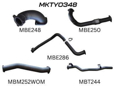 Toyota Landcruiser HZJ75, 78 3in Without Muffler to Suit DTS Turbo (MKTY0348)