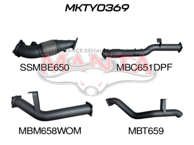 Toyota Landcruiser VDJ76 4.5L V8 (DPF) Wagon 4in Turbo Back with Cat & without Muffler (MKTY0369)