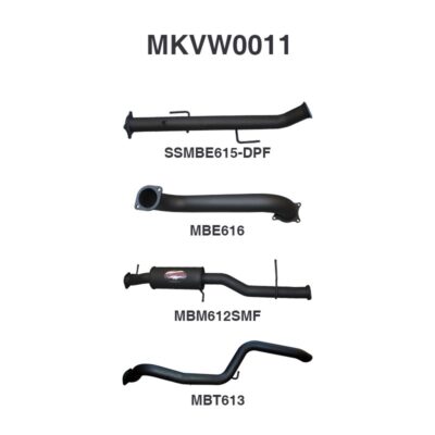 Volkswagen V6 Amarok 3in DUMP PIPE BACK With Resonator & Extended Tailpipe (MKVW0011)