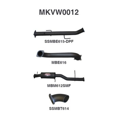 Volkswagen V6 Amarok 3in DUMP PIPE BACK With Resonator, Dump At Diff (MKVW0012)