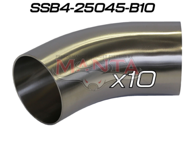 (Pack 10) 2.5in (63.5mm) 45deg Std Leg 409g Stainless Mandrel Bend