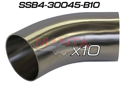 (Pack 10) 3in (76.2mm) 45deg Std Leg 409g Stainless Mandrel Bend