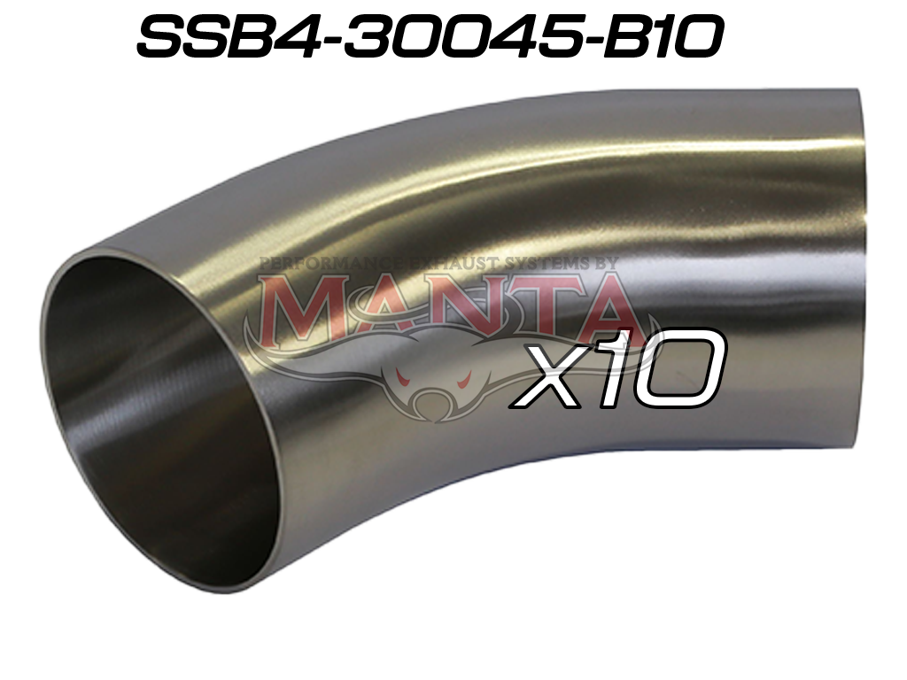 ssb4-30045-b10_01 (Pack 10) 3in (76.2mm) 45deg Std Leg 409g Stainless Mandrel Bend