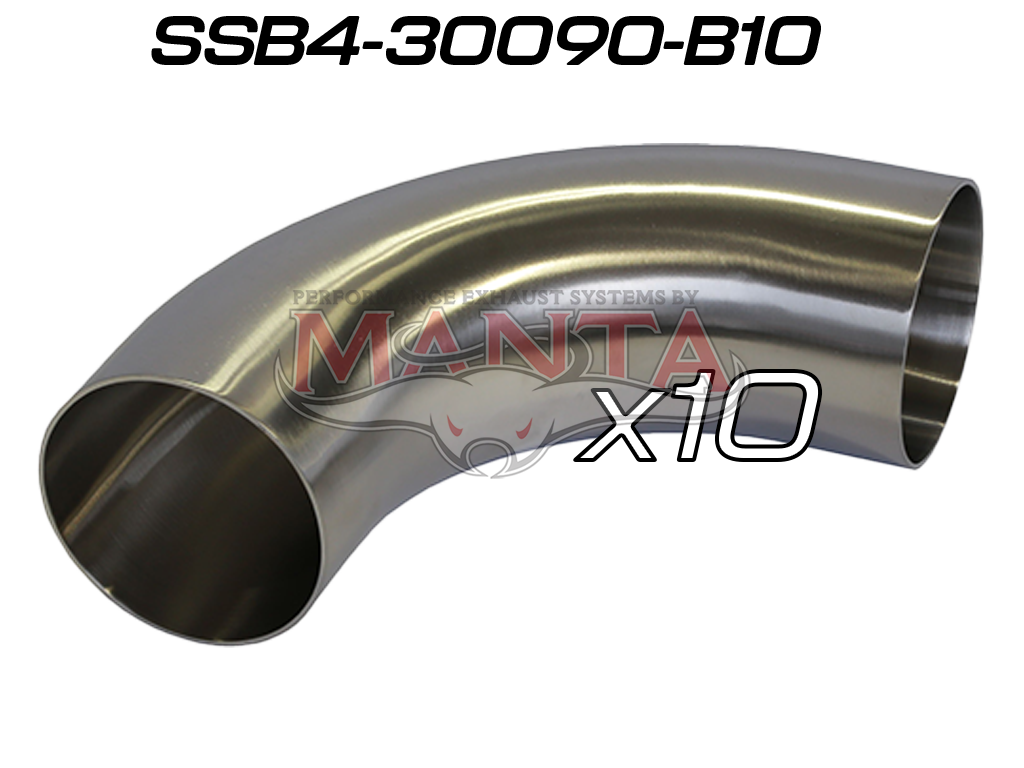 ssb4-30090-b10_01 (Pack 10) 3in (76.2mm)) 90deg Std Leg 409g Stainless Mandrel Bend