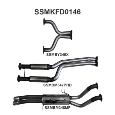 Ford BA BF V8 Ute 2.5in Dual CatBack Hotdog/Muffler (SSMKFD0146)