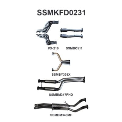 Ford FG 5.0L V8 Ute 2.5in Dual With Extractors Hotdog/Muffler (SSMKFD0231)